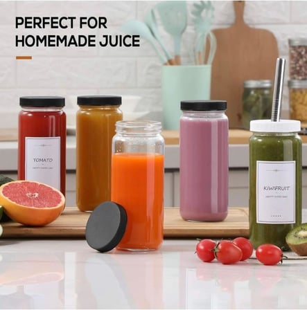 1 Adet 480Ml (Pipet Ve 2 Kapaklı) Cam Bardak, Hava Geçirmez Kapak, Meyve Suyu, Boba, Smoothie,Şeffaf