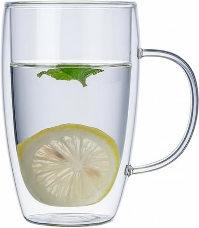 450 ml Çift Cidarlı Şeffaf Cam Kupa – Isıya Dayanıklı, Sıcak ve Soğuk İçeceklere Uygun, Şık ve Dayanıklı Borosilikat Cam Bardak