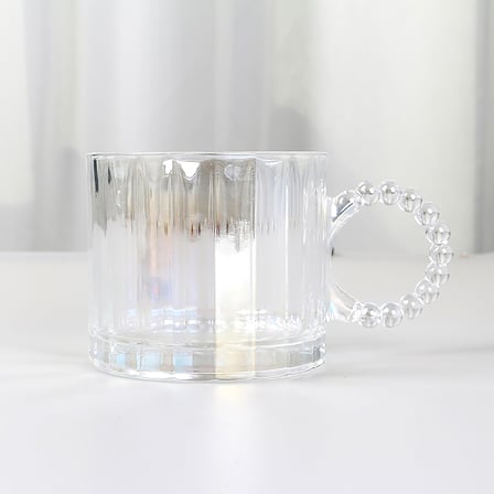 Kristal Cam Bardak Seti, 300ml, 6 Parça, Boncuk Kulplu