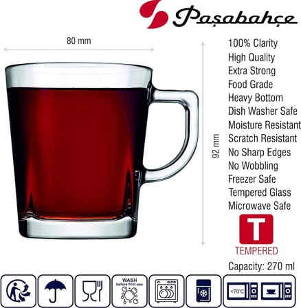 Paşabahçe CARRE FINCAN/KUPA 277 CC T 6'LI HEDİYELİK KUTU