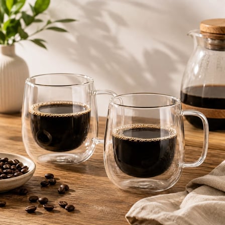 Çift Cidarlı Cam Kupa Bardak 250 ML – Isı Yalıtımlı Latte, Kahve ve Çay Bardağı – 2’li Set