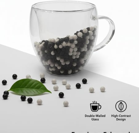 Çift Cidarlı Cam Kupa Seti | Isı Yalıtımlı Kulplu Borosilikat Kupa | Soğuk & Sıcak İçecek Termal Kupa | Espresso Latte Çay Bardağı Seti-Siyah,Beyaz,-Bjk Taraftar