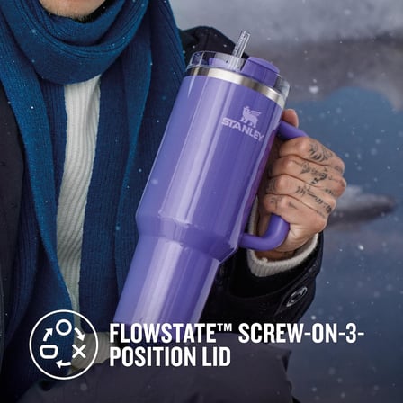 Quencher H2.0 FlowState Pipetli Termos Bardak 1.18 Litre - Parlak Mor (Dahlia Shimmer) | Paslanmaz Çelik