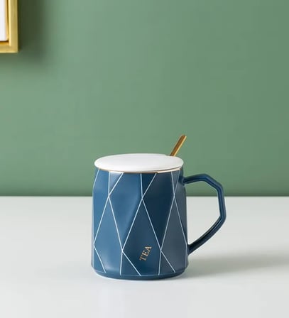 Geometrik Desenli Modern Seramik Kupa