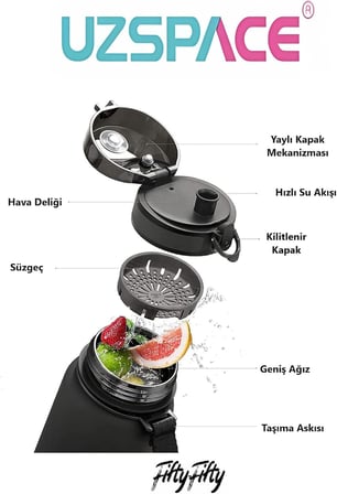 500 ml Tritan Su Matarası 13 farklı Renk Softtouch