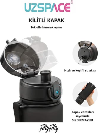 500 ml Tritan Su Matarası 13 farklı Renk Softtouch