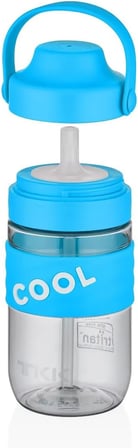 TKK 550ml Cool Silikon Gövde Yumuşak Pipetli Çocuk Matarası (Açık Mavi)