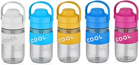 TKK 550ml Cool Silikon Gövde Yumuşak Pipetli Çocuk Matarası (Açık Mavi)