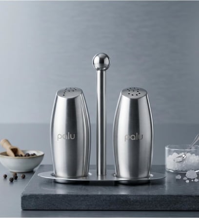 Standlı Tuzluk ve Biberlik Seti, Paslanmaz Çelik, Metalik Gümüş, 100 ml