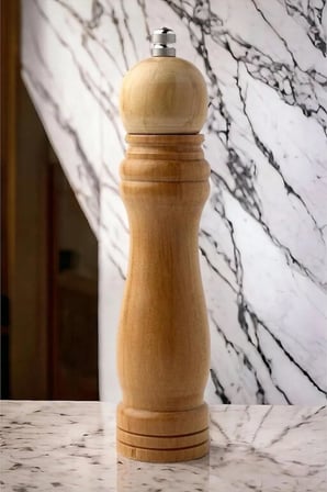 Bambu Gövdeli Komple Ahşap Tuz Karabiber Değirmeni Baharat Öğütücüsü Orta Boy 21 Cm 2 Adet
