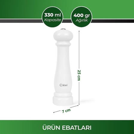 Kspg-4810 Otomatik Tuz&Baharat Değirmeni (Beyaz)