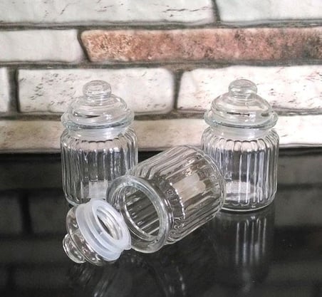 Cam Kavanoz Set Baharatlık Vakumlu Kapak Küçük Boy 13cm
