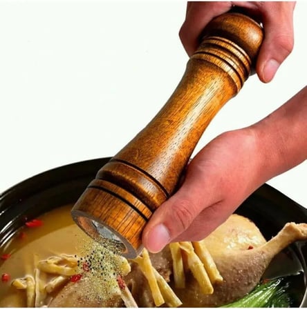Doğal Ahşap Gövdeli Öğütücü Seramik Bıçaklı Baharat Ve Tuz Değirmeni 27 Cm 2 Adet