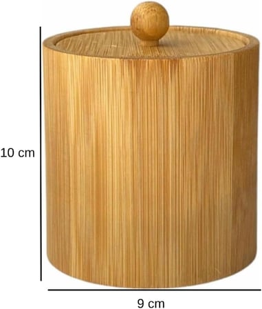 Doğal Bambu Ahşap Baharatlık – Kapaklı Silindir Saklama Kabı | 9x10 cm El Yapımı Mutfak Düzeni