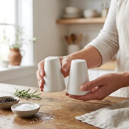 2'li Porselen Tuzluk ve Karabiberlik Seti - Yumuşak Hatlı Minimalist Beyaz Sofra Baharatlık Takımı Ergonomik Masaüstü Tuzluk (5,7 x 7,9 cm)