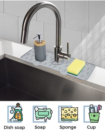 Silikon Musluk Matı – Su Geçirmez Lavabo Kenar Damlatmaz Altlık Düzenleyici Mat