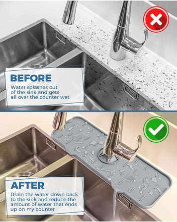 Silikon Musluk Matı – Su Geçirmez Lavabo Kenar Damlatmaz Altlık Düzenleyici Mat