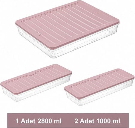Buzdolabı Organizeri, Buzdolabı İçin Çok Amaçlı Saklama Kabı, Fresh Box, Şeffaf ve Ayarlanabilir, Gıdaları Taze Tutma Özelliği, Mutfak Düzenleyici (4800 ml Pembe)