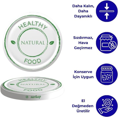 30 Adet Sarkap Kavanoz Kapağı, 82mm, Hava Geçirmez, Sızdırmaz, Konserve için Uygun, (Healthy)
