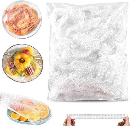 200 adet elastik kapak, tekrar kullanılabilir elastik kapak, plastik saklama torbası, tekrar kullanılabilir saklama folyosu, tek kullanımlık saklama torbası, artıklar, meyveler, toz koruması için