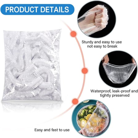 200 adet elastik kapak, tekrar kullanılabilir elastik kapak, plastik saklama torbası, tekrar kullanılabilir saklama folyosu, tek kullanımlık saklama torbası, artıklar, meyveler, toz koruması için