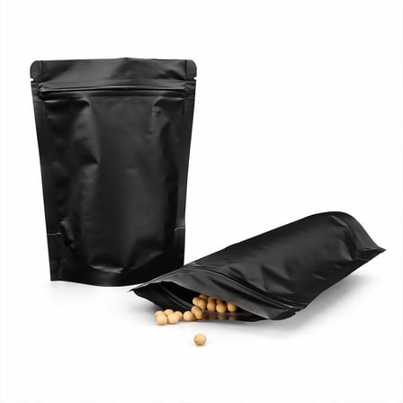 Alüminyum Doypack Yeniden Kullanılabilir Folyo Poşetler, Fermuarlı, Koku Geçirmez, Ayakta Durabilen, Gıda Saklama, 50'li Paket (Siyah, 13 x 22 cm)