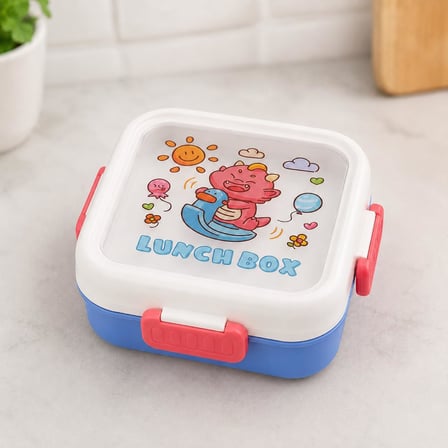 3 Bölmeli Paslanmaz Çelik Çocuk Beslenme Kabı, Kilitli Lunch Box,Kırmızı
