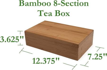 8 Bölmeli Bambu Ahşap Çay Kutusu, 12-3/8 "x 7-3/8" x 3-3/5"