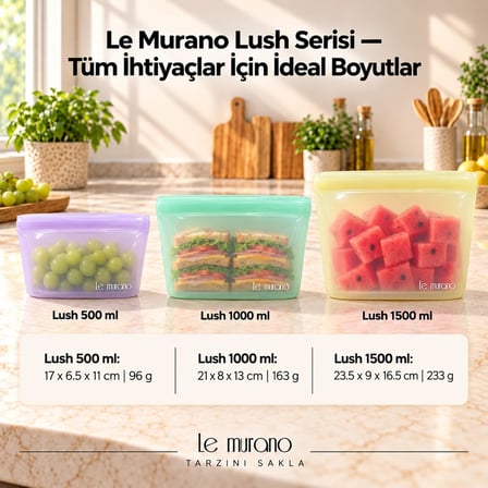 Lush 500 ml Platinum Silikon Sızdırmaz Gıda Saklama Torbası