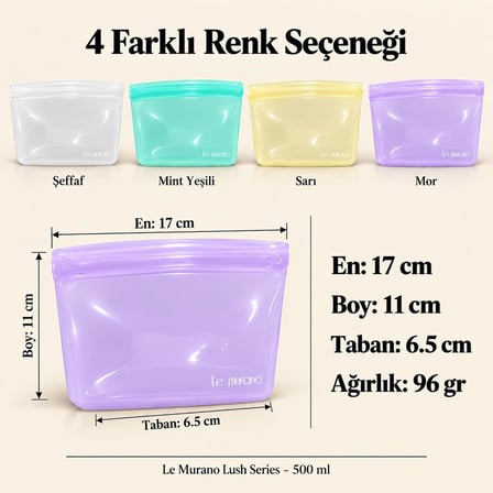 Lush 500 ml Platinum Silikon Sızdırmaz Gıda Saklama Torbası