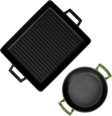 Döküm Izgara Tava 26x32 & 20 cm Sahan Set - Gerçek Izgara Lezzeti Evde