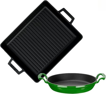 Döküm Izgara Tava 26x32 & 20 cm Sahan Set - Gerçek Izgara Lezzeti Evde
