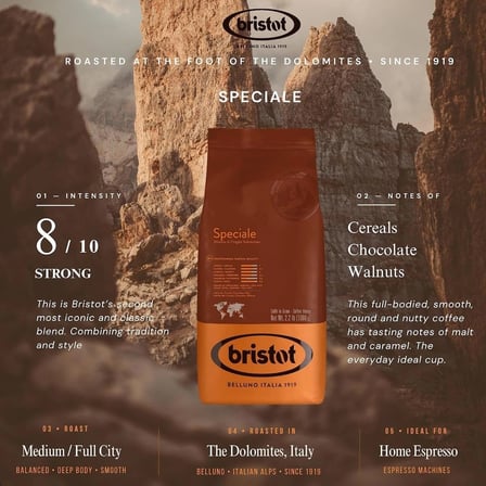 Bristot Speciale 1 kg Çekirdek Kahve - Orta Kavrulmuş Premium İtalyan Espresso