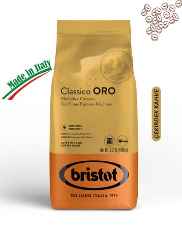 Bristot Classico Oro 1 Kg Çekirdek Kahve - Orta Kavrulmuş Premium İtalyan Espresso