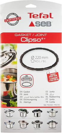 Seb 4,5L/6L paslanmaz çelik conta ø 220 mm Clipso, Clipso Control, Easy, Modulo 792350-793145 düdüklü tencereler
