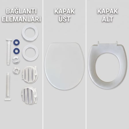 Klozet Kapağı Beyaz Sert Plastik Standart Ölçü Montaj Aparatları Dahil Kolay Temizlenen Tuvalet Kapağı (Standart)