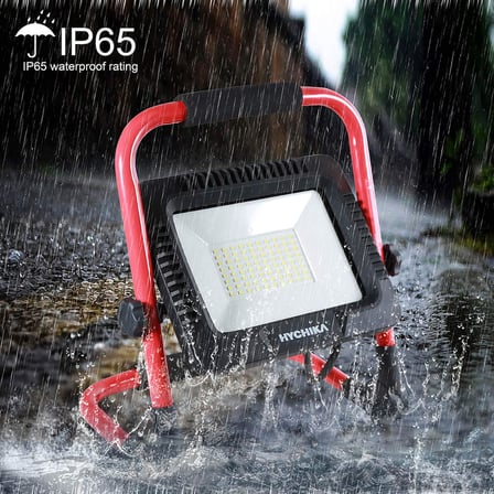 LED şantiye projektörü, 50 W, HYCHIKA LED projektör, 5500 lm, 6500 K, su geçirmez IP65 çalışma lambası, döndürülebilir, 3 m fişli kablo, atölye, şantiye için