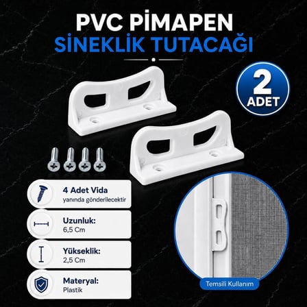 2 ADET Pimapen PVC Pencere Kapı Sineklik Kolu Plastik L Tipi Tutucu Tutamağı
