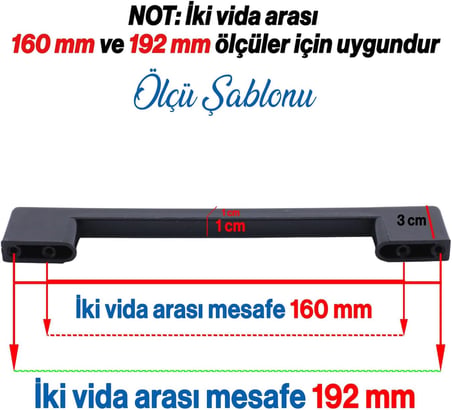 10 Adet Plastik Kulp Köprü Mobilya Mutfak Dolabı Çekmece Dolap Kulpları Kapak Kulpu Siyah 192 mm