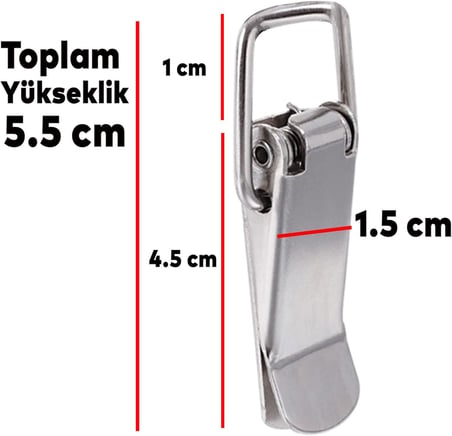 Gergi Mandalı Çelik Sandık Kaput Kilidi Klipsi 5.5 cm Düz Parlak Krom 2 ADET