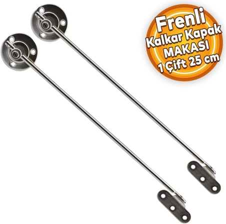 Kalkar Kapak Makası Frenli Dolap Çekmece Metal 25 Cm Sessiz Açma Kapama Amortisör Piston Nikel Bar (1 Çift)