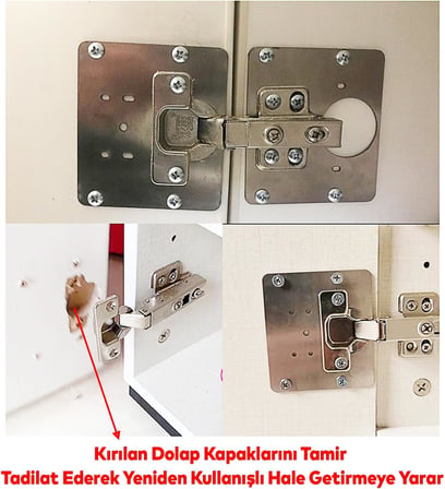 Dolap Kapak Taş Menteşe Tamir Sacı Nobel Pratik Onarım Kiti 6,5x9 cm Yuva Tablası 6 Adet