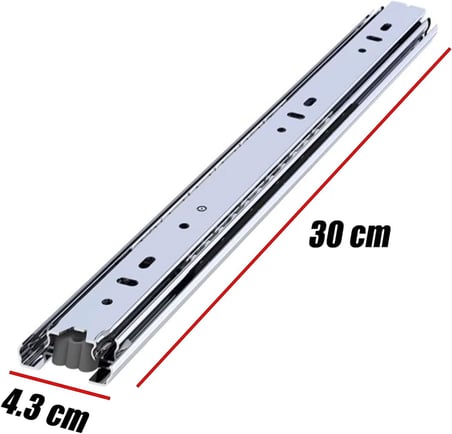 Bilyalı Dolap Çekmece Rayı Metal En 4.3 cm Uzunluk 30 cm