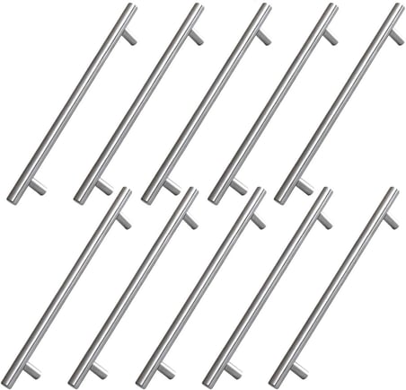 10 Adet Pürüzsüz İnox Metal Kulp 192 mm Mobilya Mutfak Çekmece Dolap Dolabı Kulbu Kulpu Kulpları