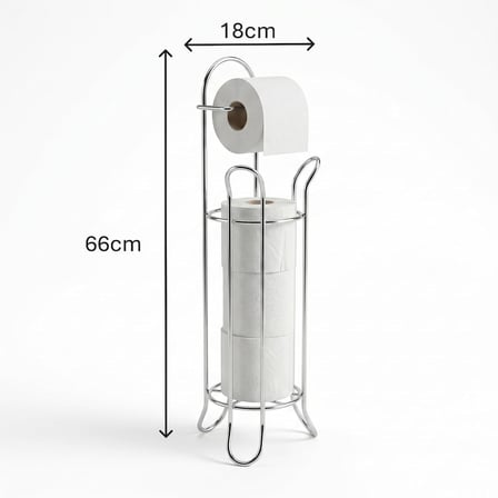 ® Ayaklı Yedekli Tuvalet Kağıtlığı - Paslanmaz Metal Klozet Yanı Tuvalet Kağıdı Standı, Delme Gerektirmeyen Çok Fonksiyonlu Banyo Organizeri ve Rulo Tutucu