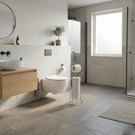 ® Ayaklı Yedekli Tuvalet Kağıtlığı - Paslanmaz Metal Klozet Yanı Tuvalet Kağıdı Standı, Delme Gerektirmeyen Çok Fonksiyonlu Banyo Organizeri ve Rulo Tutucu