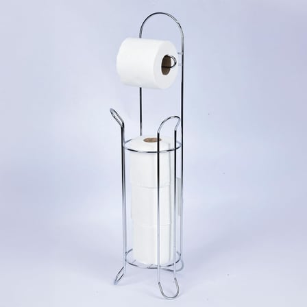 ® Ayaklı Yedekli Tuvalet Kağıtlığı - Paslanmaz Metal Klozet Yanı Tuvalet Kağıdı Standı, Delme Gerektirmeyen Çok Fonksiyonlu Banyo Organizeri ve Rulo Tutucu
