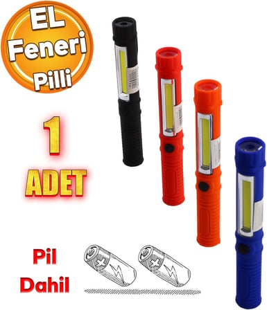 Pil Hediyeli Portatif Mıknatıslı Pilli Küçük El Feneri Kamp Lambası Işıldak Fener led Lamba 1 Adet