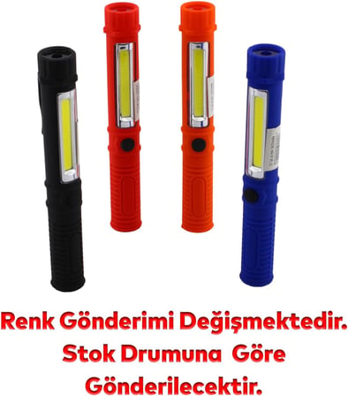 Pil Hediyeli Portatif Mıknatıslı Pilli Küçük El Feneri Kamp Lambası Işıldak Fener led Lamba 1 Adet