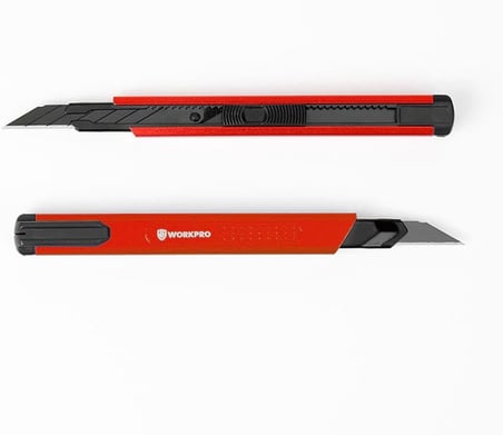 WP212020 9 mm Alüminyum Kasa Cep Askılı Maket Bıçağı, Kırmızı